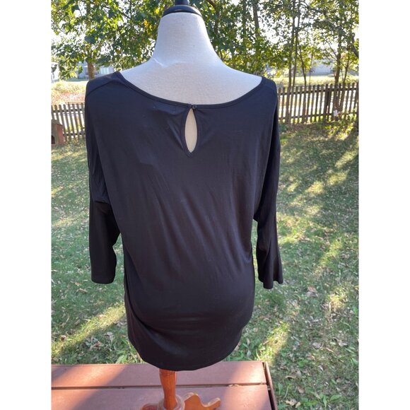 Old Navy Womens Black Rayon XL Long Sleeve Tunic Top Light Goth - Picture 3 of 9